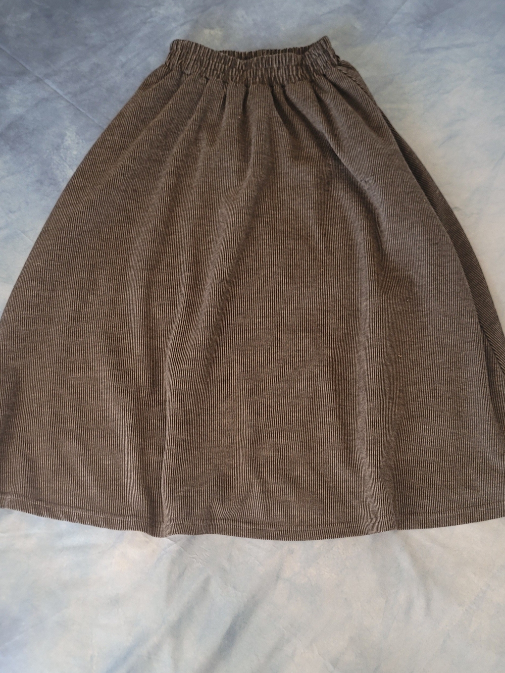 Girls Gray Corduroy Like Fabric Skirt